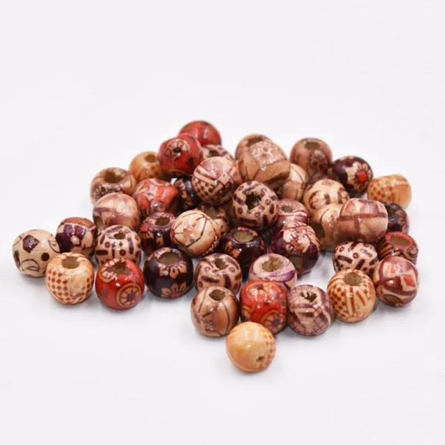 10mm/12mm 100pcs DIY Printed Wooden Beads Jewelry Accessories Handmade  Useful