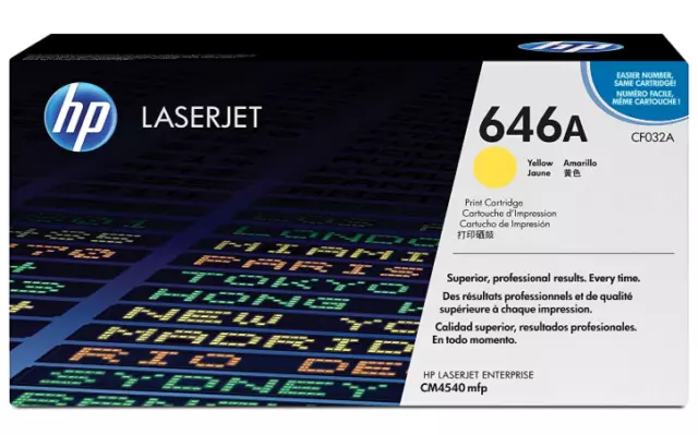 Genuine Hp 646A Cf032A Laserjet Yellow Print Cartridge Cm4540 Mfp