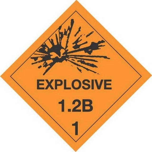 4" x 4" Explosive 1.2B D.O.T. Class 1 Hazard Labels (500 per Roll)