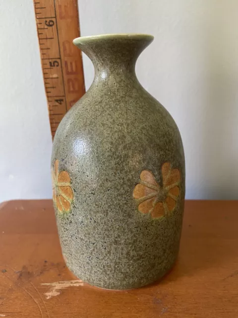 Vintage Otagiri OMC Pottery Vase Japan green flower