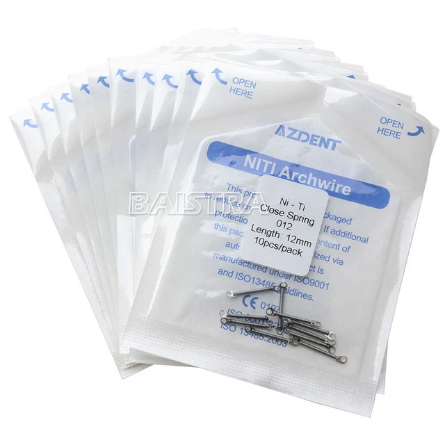 AZDENT 10 Packs Orthodontics Dental Closed Coil Spring 0.012*12mm