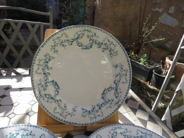 Lot de 6 Belles assiettes anciennes plates à dessert  U&C SARREGUEMINES MOZART