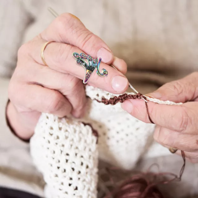 Ladies Crochet Ring Set - 12 Adjustable Yarn Guide Rings for Jewelry Making-MU