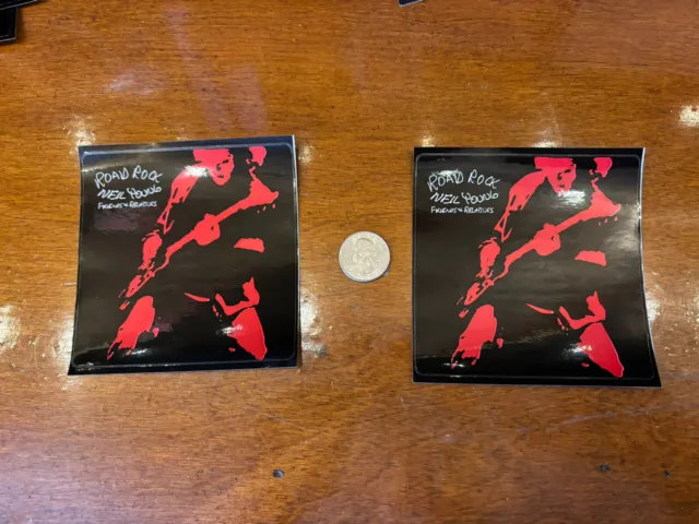 Neil Young Road Rock Stickers (set of 2) Original Promo 4x4 + Free Flag Sticker