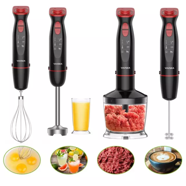 Immersion Hand Blender, 12-Speed Multi-Function Handheld Stick Blender with Stai