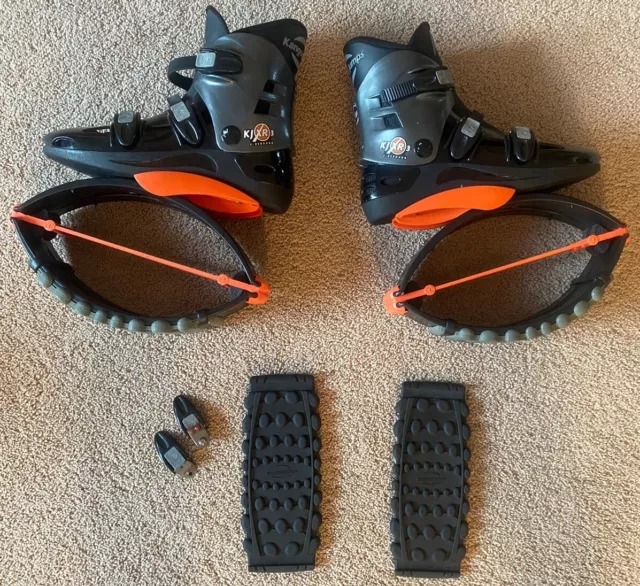 Kangoo Jumps KJ XR3 Exercise Jump Boots Size Large  Black/Grey/Orange + Extras!!