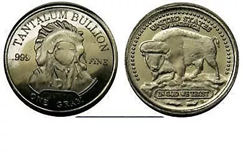 Moneda de tantalio de tantalio 999 Buffalo Indian metal precioso tierras raras RARA NUEVA