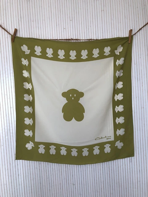 Foulard carré de soie Vintage Gavroche Motif Tropical Cadeau