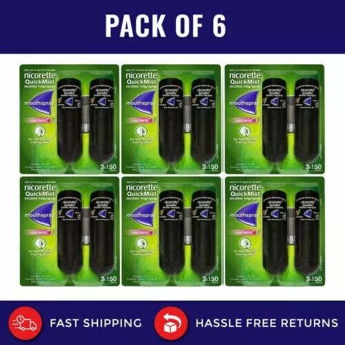 6 x Nicorette QuickMist Mouth Spray, Cool Berry Flavour, 12 x 150, 1 mg