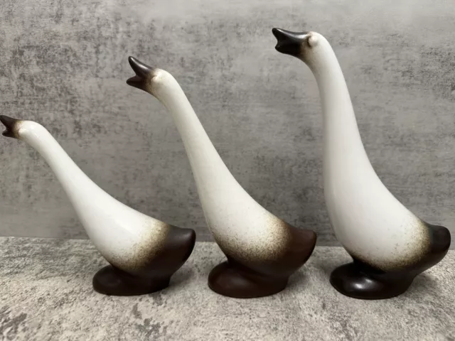 Howard Pierce California Pottery Geese Family / Set Of 3