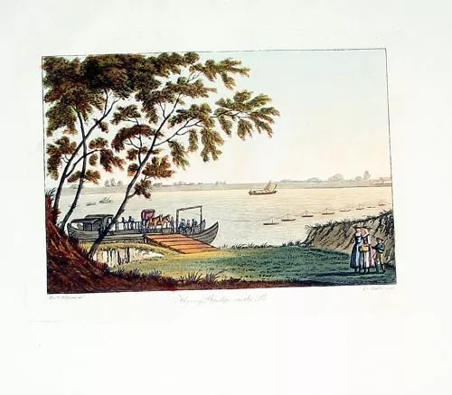 1822 - Po River Italia Aquatint Acquatinta