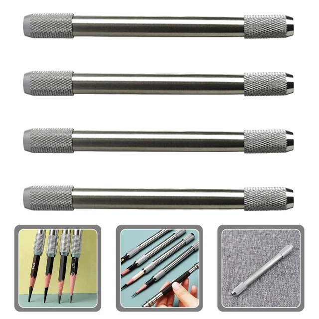 Angus Stoke Coprimatite in vera pelle – Coprimatite in pelle per matita, matita di grafite, matita da disegno – Prolunga per penna – Tappo Stuart cucito a mano (5X Marrone