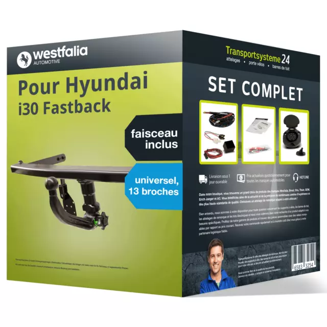 ATTELAGE POUR HYUNDAI i30 Fastback 17- Amovible Westfalia + Faisceau ...