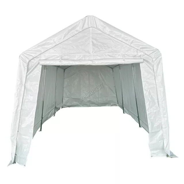 BIRCHTREE Garage Carport Shelter Car Port Canopy 3m x 6m Galvanised Frame White