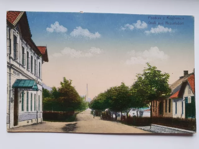 Postcard Nesselsdorf Kopřivnice street view Czech Republic Sudetenland Moravia