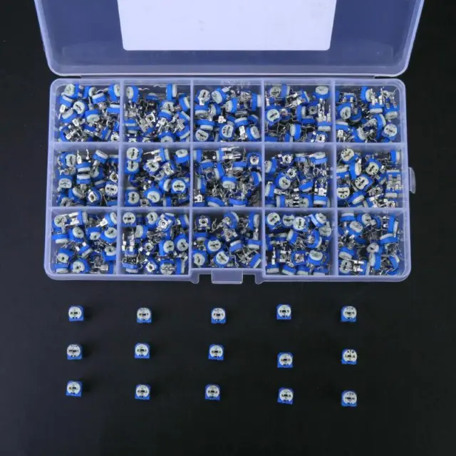 375 pz kit assortimento resistori 100-1000000 ohm valori potenziometro variabili