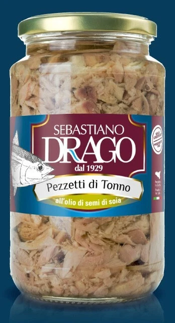 Pezzetti Di Tonno Drago In Olio Di Semi 1 Bocce In Vetro Da Gr 300 Conserve