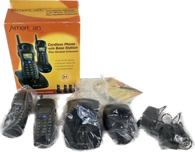 American Telecom Expandable 2 Cordless Phones With Base Stations, New