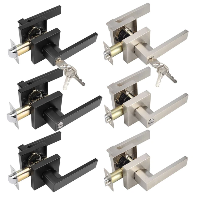 Matte Black Square Door Handle Lever Entrance Privacy Passage Dummy Bathroom