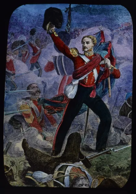 SAVING THE COLOURS THE BATTLE OF ALMA 1854 THE CRIMEAN WAR Magic Lantern Slide