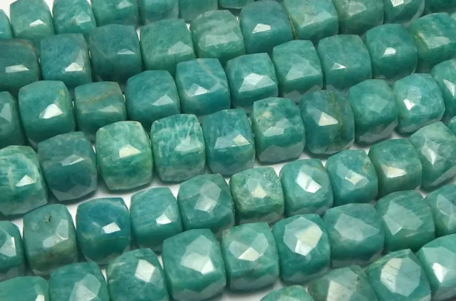 10" Strand AMAZONITE 8mm Faceted Cube Beads NATURAL /C2