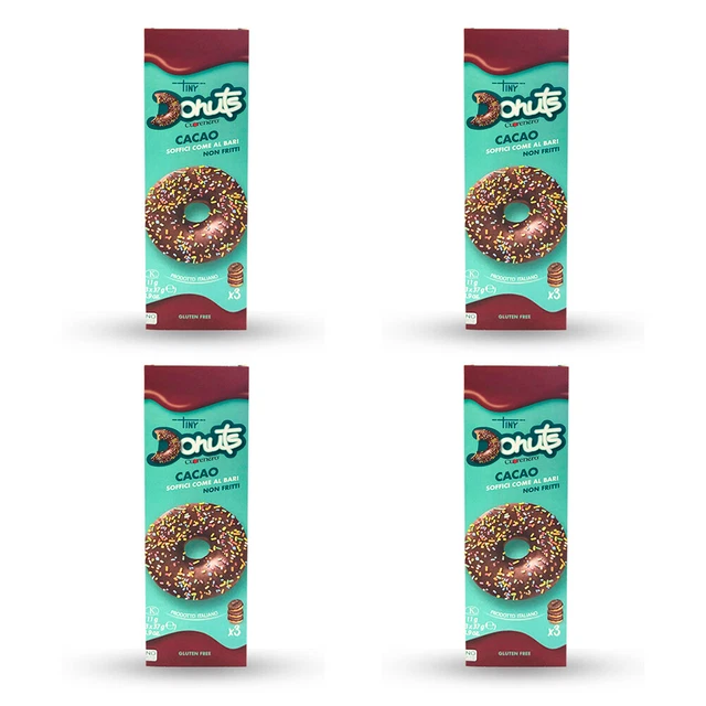 Cuorenero 3 Donuts al gusto CACAO, Senza glutine, pack da 4 X 111 gr