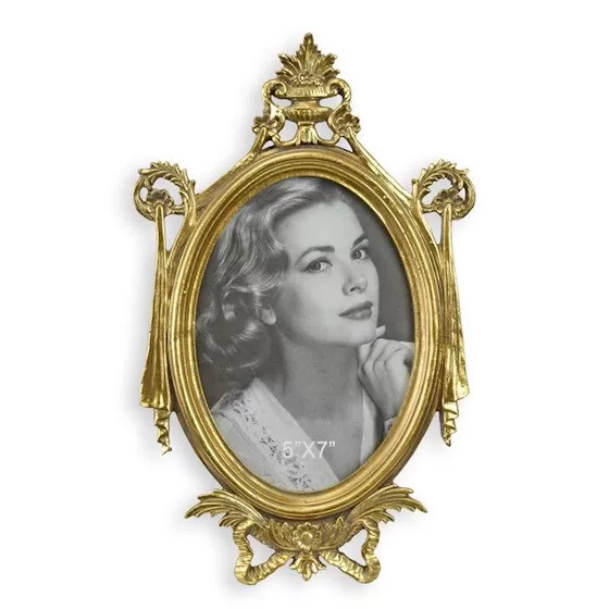 9934602 Golden Picture Frame Jugend-Stil Resin Oval 7 1/8x11 3/8in