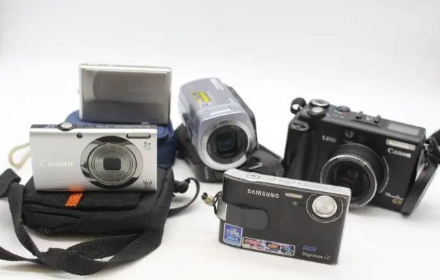 F x5 Vintage Digital Cameras Inc. Samsung, Sony G, Traveler, Some Cased etc