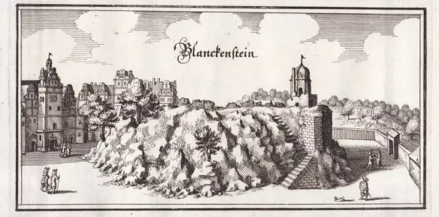 Schloss Blankenburg Harz Sachsen-Anhalt Ansicht Merian Kupferstich 1650