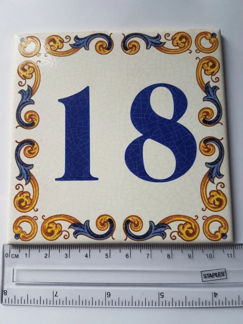 Vintage Ceramic Tiles House Number 18