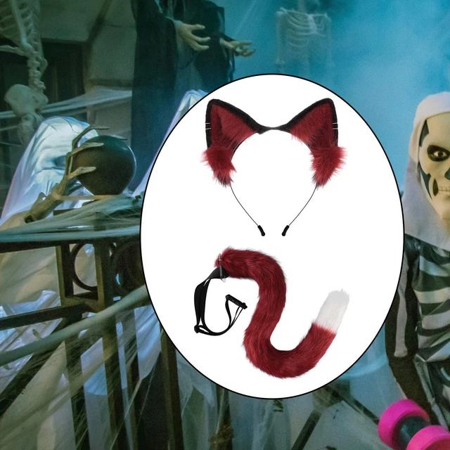 Coiffe De Chat D'oreille De Cosplay Avec Le Costume De Pince à Cheveux De Queue