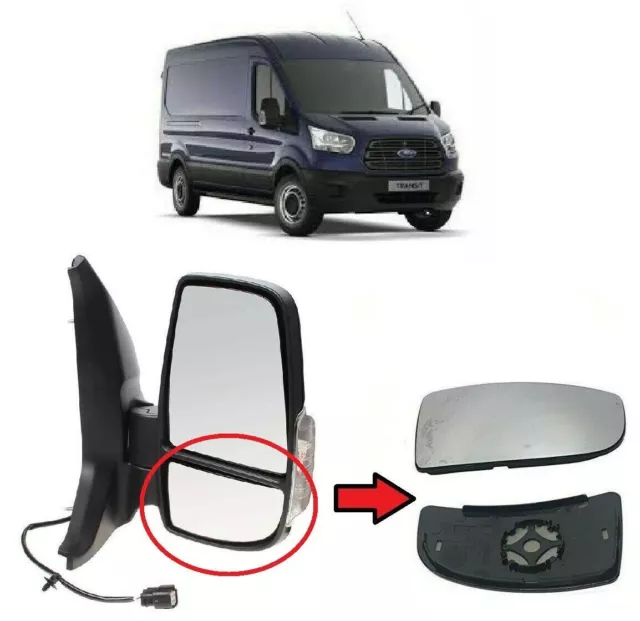 Lower Door Wing Mirror Glass Driver Right Side For Ford Transit MK8 2014 Onwards