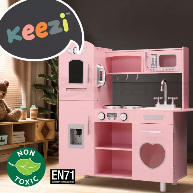 Keezi Kids Wooden Kitchen Set Pretend Play Kitchen Toys Cooking Children Girl