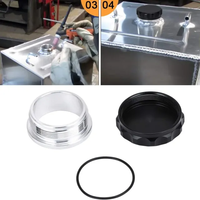 3" Aluminium Alloy Filler Neck w/ Oil Fuel Water Tank Black Cover Cap Universal