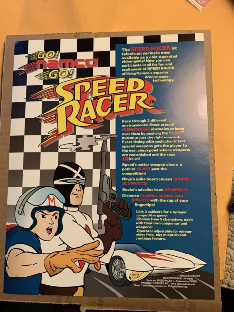 NOS Original vintage  11- 8 '' speed racer namco ARCADE Video GAME FLYER