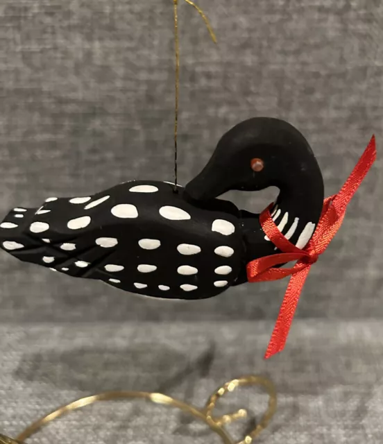Painted Wood Loon Ornament - 3”