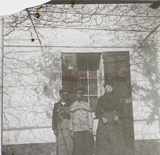 Famille France c1900 Photo Stereo Plaque de verre Vintage V21L12n
