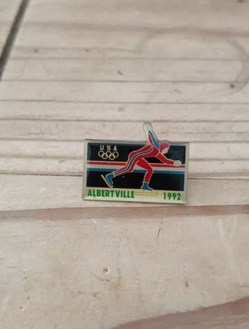 PIN'S Pins Pin Enamel 20 JO ALBERTVILLE 92 OLYMPIQUE  Patinage Vitesse "USA"