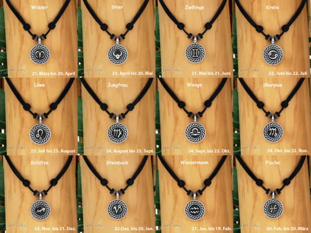 Halskette Sternzeichen Surferkette Lederkette Damenkette Herrenhalskette Schmuck