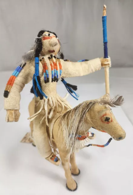 Vintage Native American Shoshone Horse & Rider Warrior Doll by Dianne Ottogary