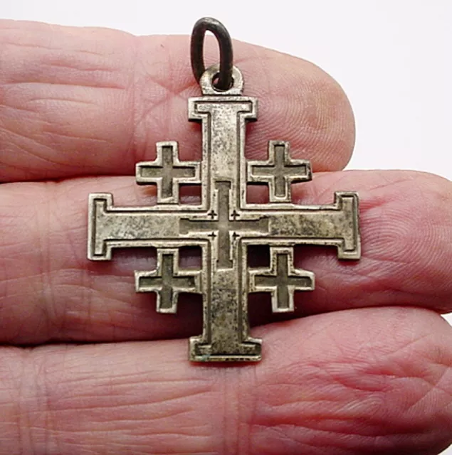 Vintage Sterling Silver Jerusalem Cross Crusaders Pendant
