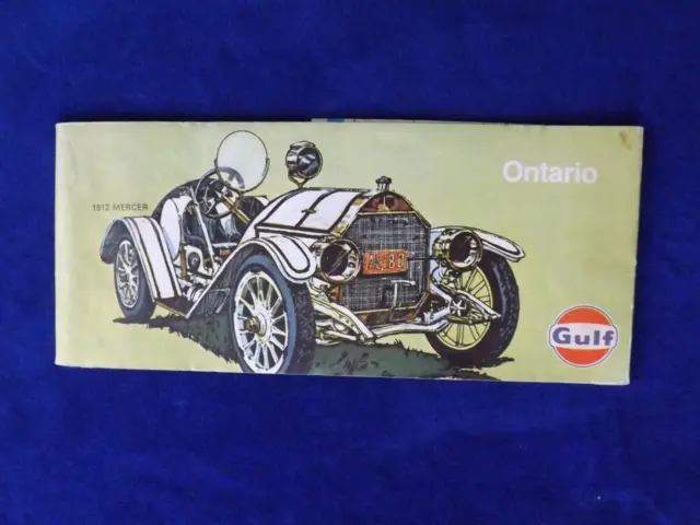 Ontario Road Map 1970 Gulf Gas Service  Advertising 1912 Mercer Car Cover