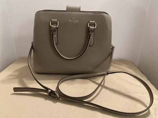 Kate Spade New York Pebbled Gray Leather Tote Satchel w/Crossbody Strap