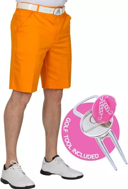 Royal and Awesome Men`s Golf Shorts Orange Slice Golf Shorts + Tool W 30 - 44