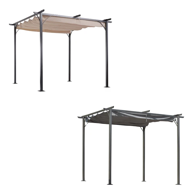 Pergola Pavillon 3 x 3 m Terrassenüberdachung mit Schiebedach Garten Alu