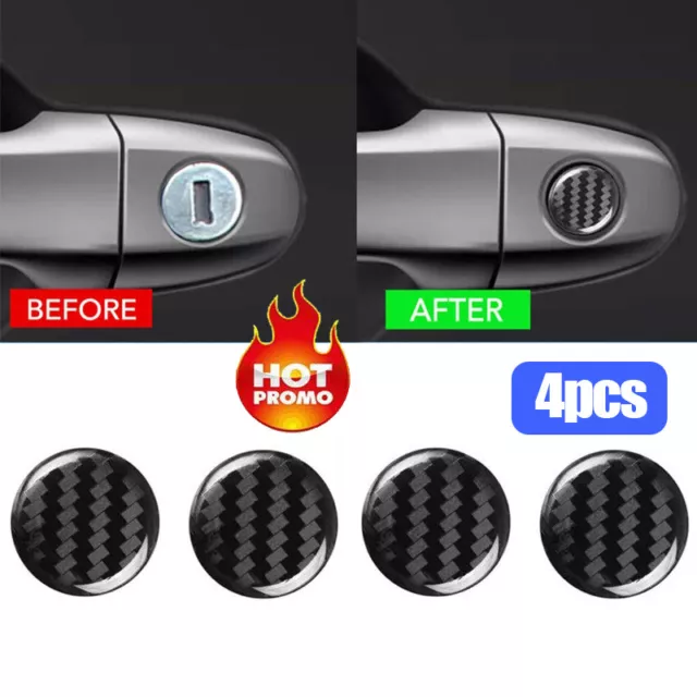 4pcs 20mm Carbon Fiber Car Door Lock Keyhole Protector Cover Sticker Acc HOT UK