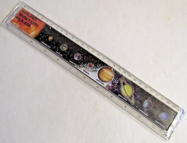 RULER PLASTIC 30cm SOLAR SYSTEM PLANETS SUN EARTH MERCURY VENUS MARS SATURN STAR