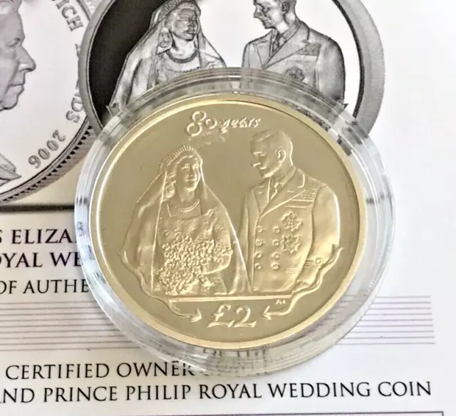 South Georgia Sandwich Islands 2006 Silver Proof £2 Coin Queen 80th Wedding COA