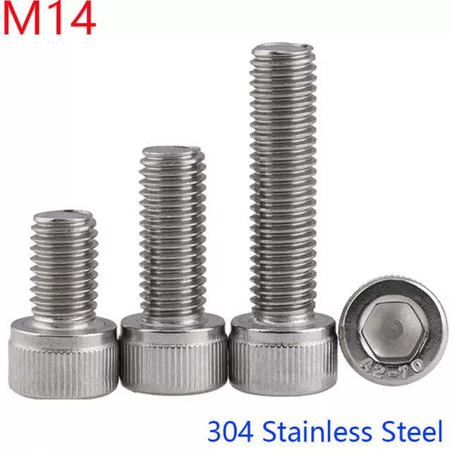 M14 x 2 / 14mm 304 Acero inoxidable TAPONES DE CABEZA DE ZÓCALO Tornillos DIN 912 A2 - 70