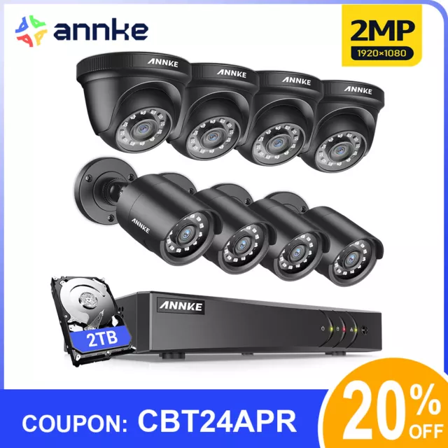ANNKE 1080P CCTV Security Camera System 8CH DVR Home Outdoor IR Night Vision